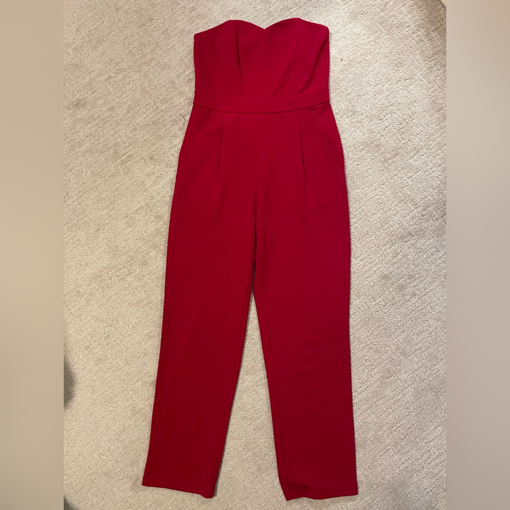 Lulu’s Red Strapless Jumpsuit